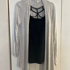 Gray cardigan and tank top